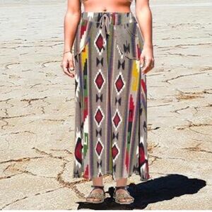 Coin 1804 Aztec Tribal Boho maxi skirt size medium cozy warm pockets lined